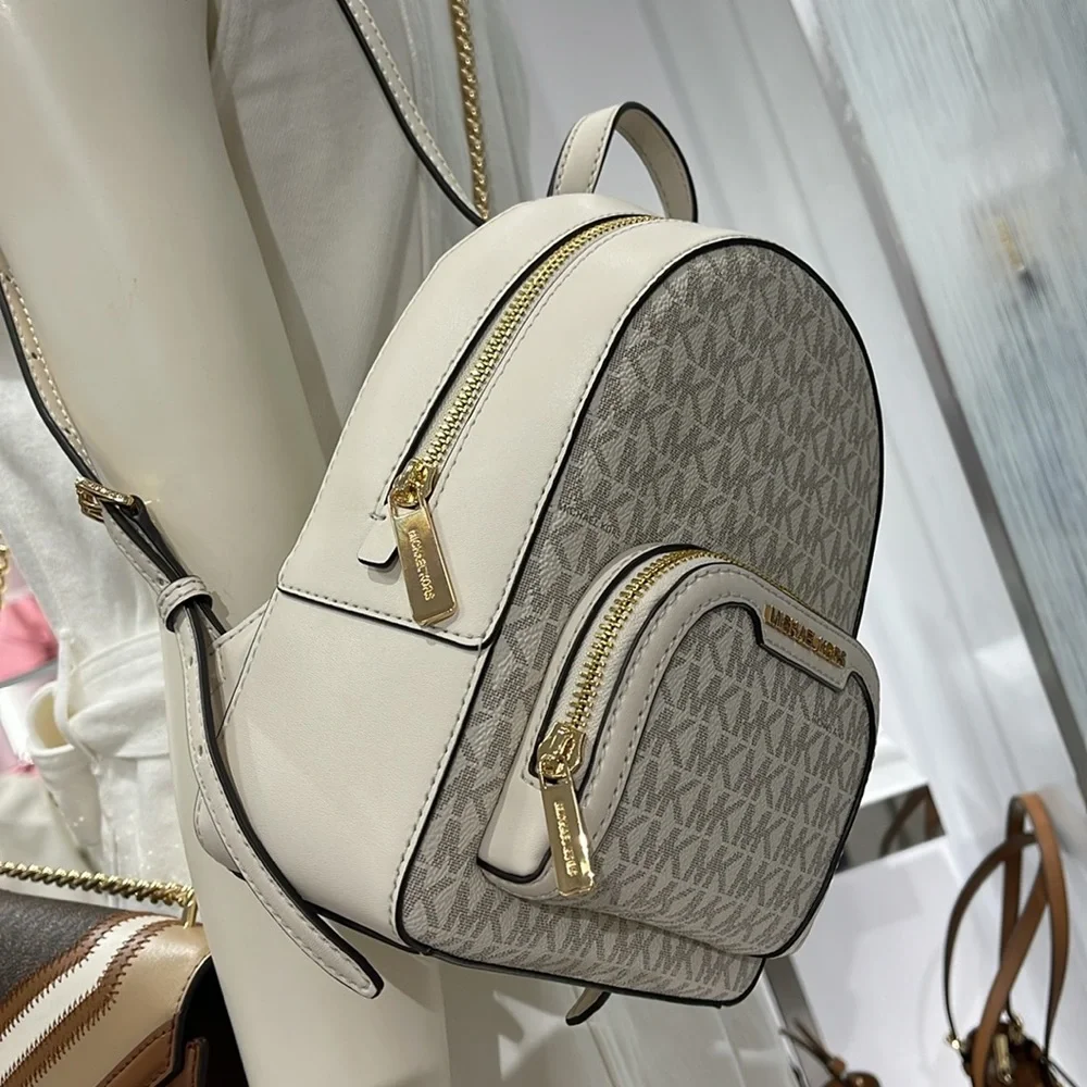 Michael Kors Ladies Backpack Bag Jaycee XS Conv Zip Backpack Light Cream Multi - Picture 16 of 16